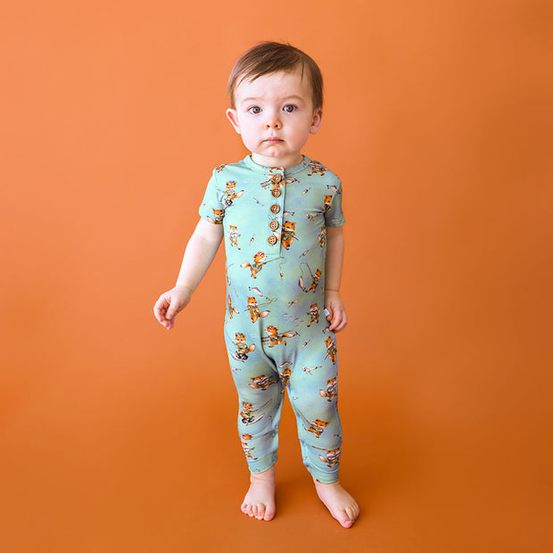 Posh Peanut Short Sleeve Henley Romper | Arlo