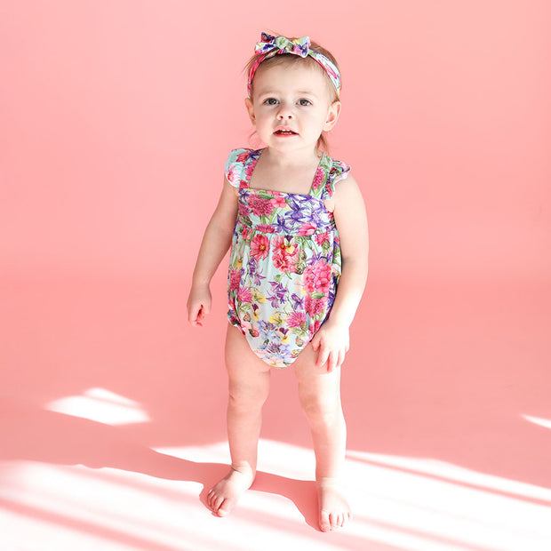 Posh Peanut Ruffled Capsleeve Bubble Romper | Hadley