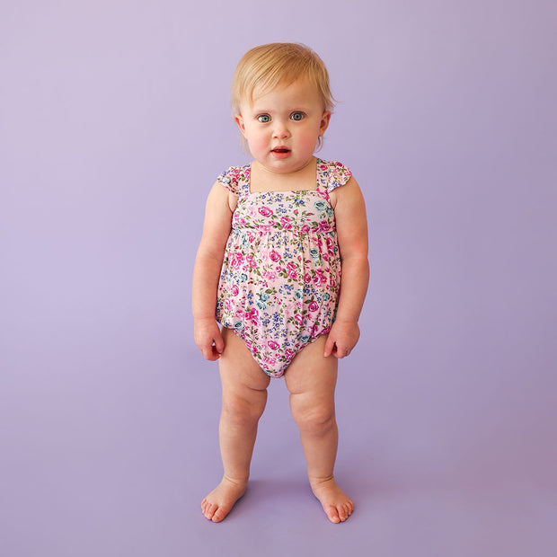 Posh Peanut Ruffled Capsleeve Bubble Romper | Pixie