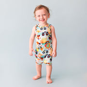 Posh Peanut Racerback Short Length Romper | Monster Trucks