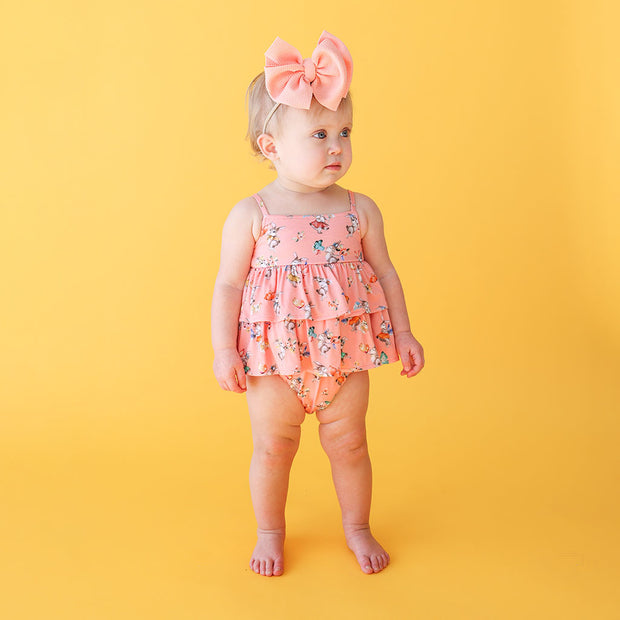 Posh Peanut Basic Ruffled Spaghetti Romper | Betty