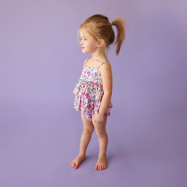 Posh Peanut Basic Ruffled Spaghetti Romper | Pixie