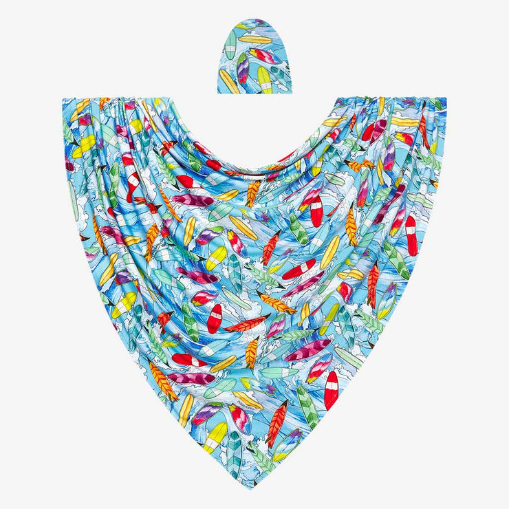 Posh Peanut Wave Swaddle & Beanie Set