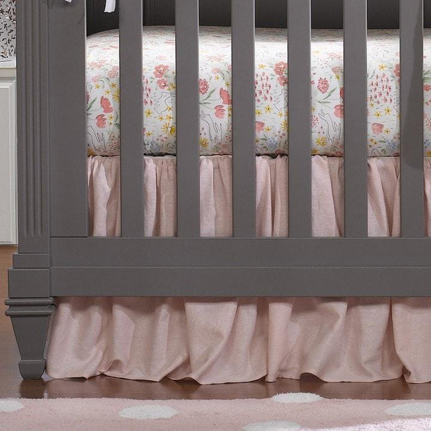 Liz & Roo Petal Pink Linen Blend Gathered Crib Skirt 16" Drop