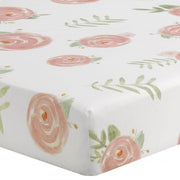 Liz & Roo Pink Peony Floral Crib Sheet