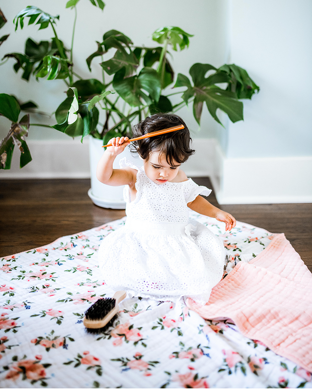 Little Unicorn Cotton Muslin Baby Quilt | Watercolor Roses