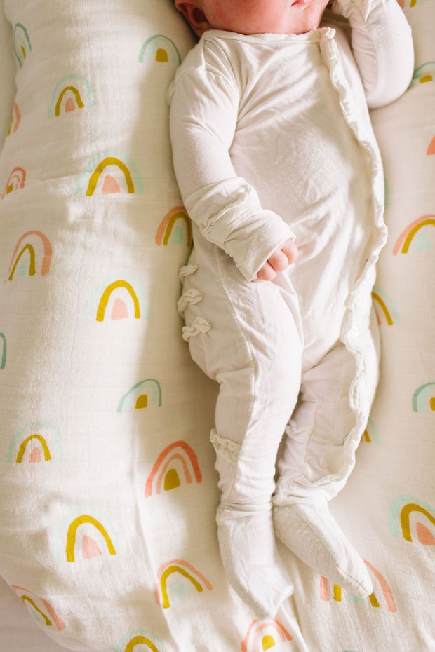 Loulou Lollipop Fitted Crib Sheet | Pastel Rainbow