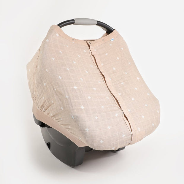 Little Unicorn Cotton Muslin Car Seat Canopy | Taupe Cross