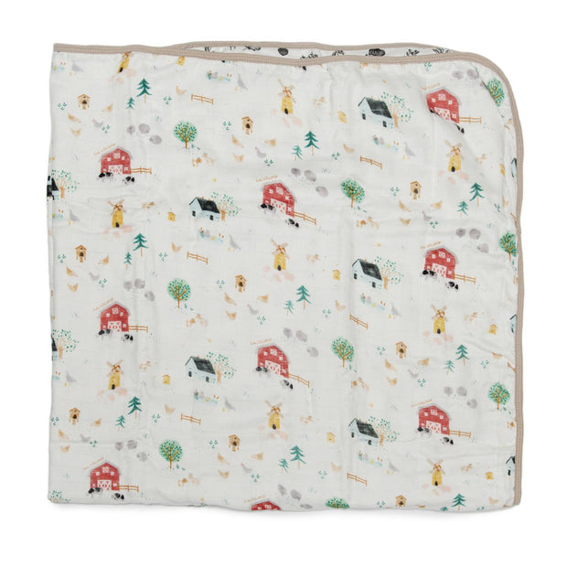 Loulou Lollipop Muslin Quilt Blanket | Farm Animals