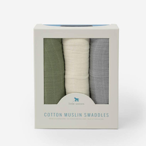 Little Unicorn Cotton Muslin Swaddle Blanket Set | Fern