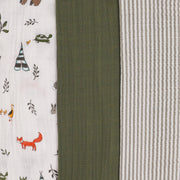 Little Unicorn Cotton Muslin Swaddle Blanket Set | Forest Friends 2