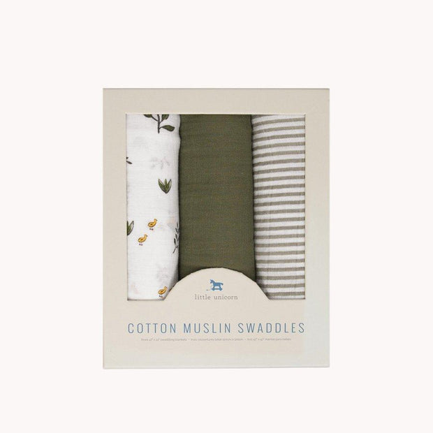 Little Unicorn Cotton Muslin Swaddle Blanket Set | Forest Friends 2