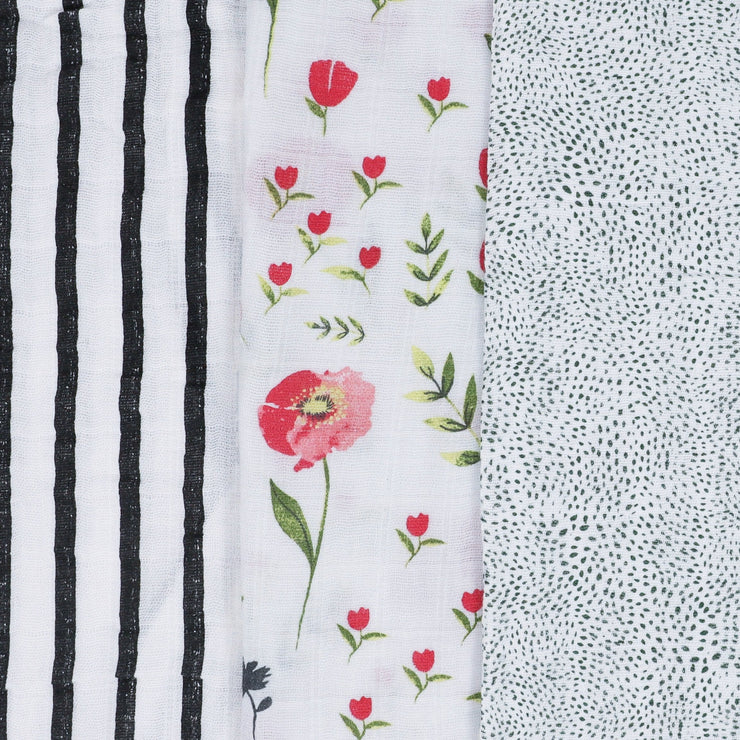 Little Unicorn Cotton Muslin Swaddle Blanket Set | Summer Poppy 2