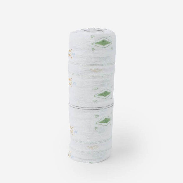 Little Unicorn Cotton Muslin Swaddle Blanket | Diamond Stripe