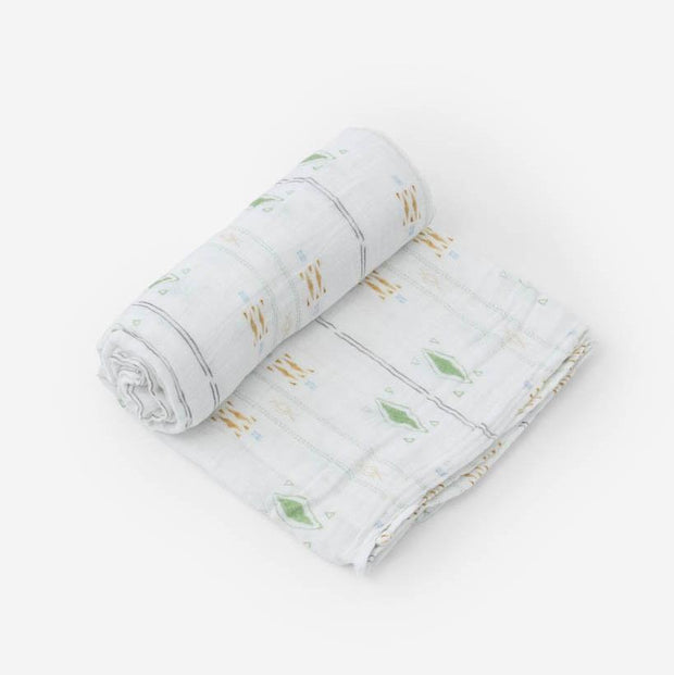 Little Unicorn Cotton Muslin Swaddle Blanket | Diamond Stripe