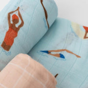 Little Unicorn Deluxe Muslin Swaddle Blanket Set |  Swim Cap