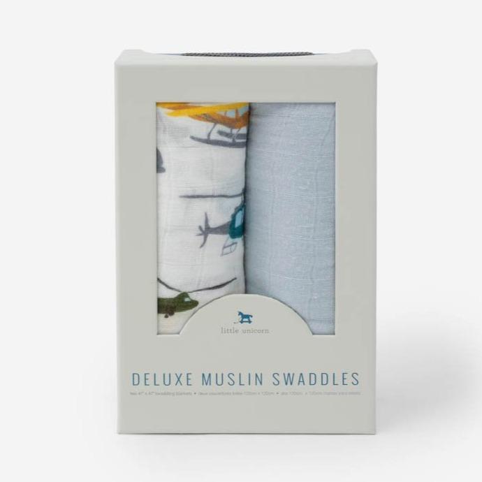 Little Unicorn Deluxe Muslin Swaddle Blanket Set | Air Show