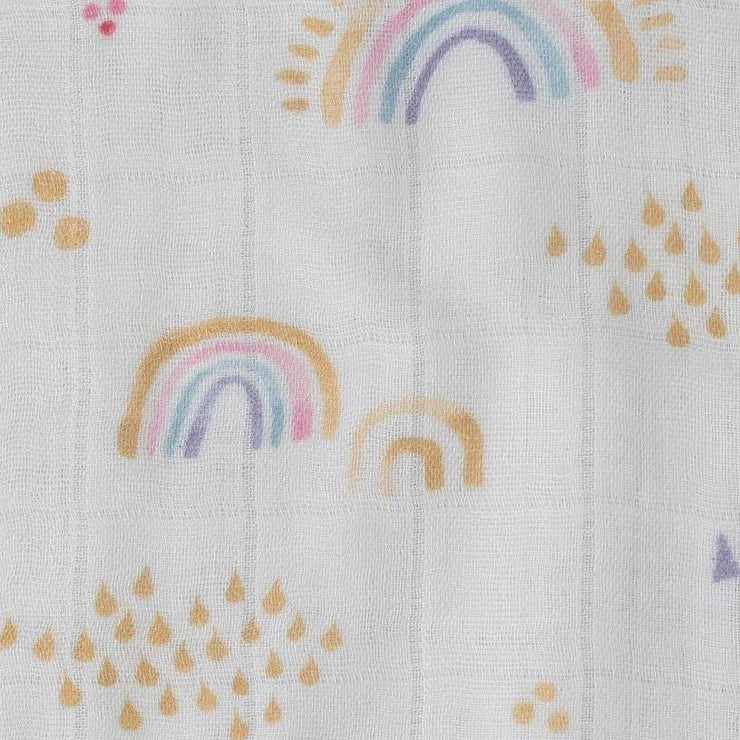 Little Unicorn Deluxe Muslin Baby Quilt | Rainbows & Raindrops