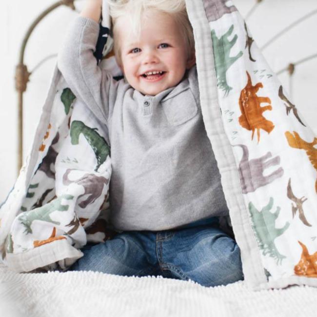 Little Unicorn Big Kid Cotton Muslin Quilt | Dino Friends