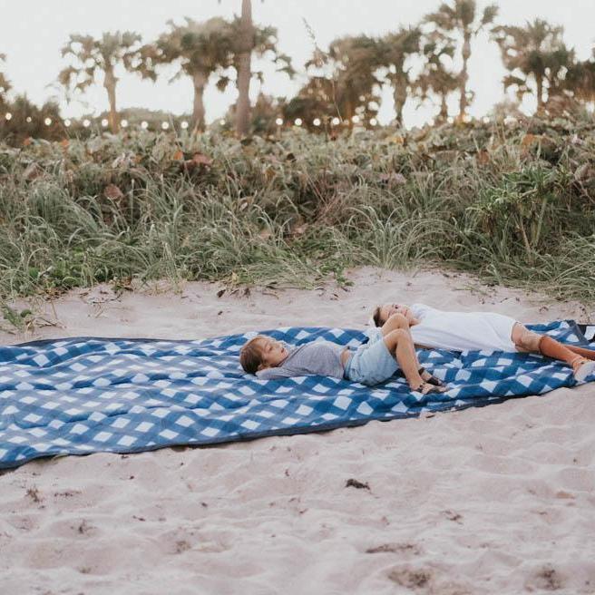 Little Unicorn Outdoor Blanket | Navy Plaid