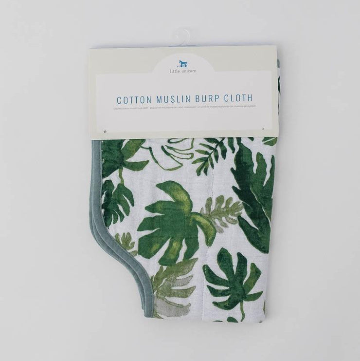 Little Unicorn Cotton Muslin Burp Cloth | Tropical Leaf