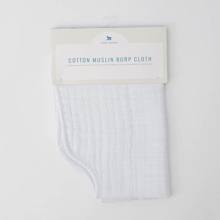 Little Unicorn Cotton Muslin Burp Cloth | White