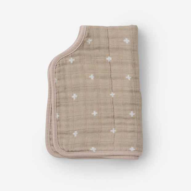 Little Unicorn Cotton Muslin Burp Cloth | Taupe Cross