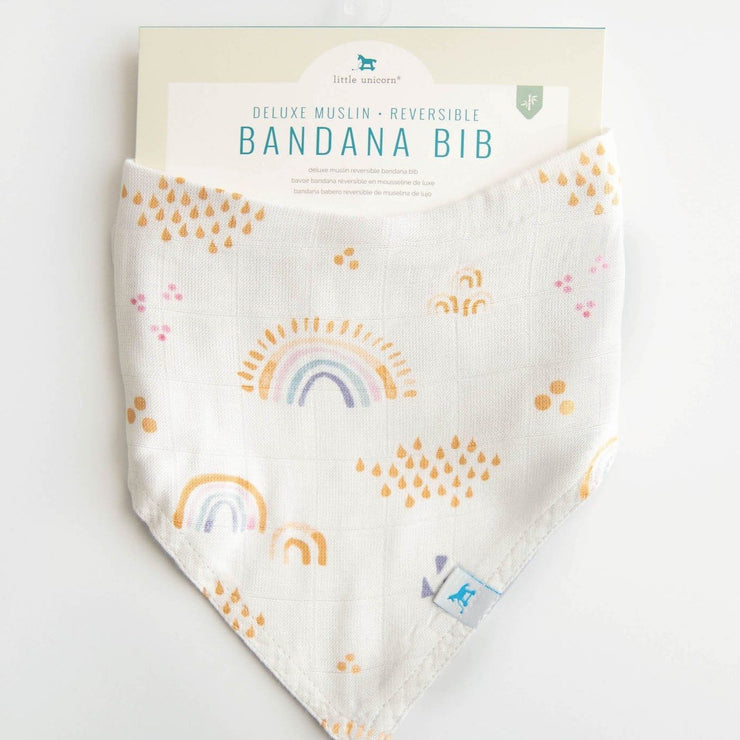 Little Unicorn Deluxe Muslin Reversible Bandana Bib | Rainbows & Raindrops