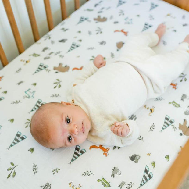 Little Unicorn Cotton Muslin Crib Sheet | Forest Friends