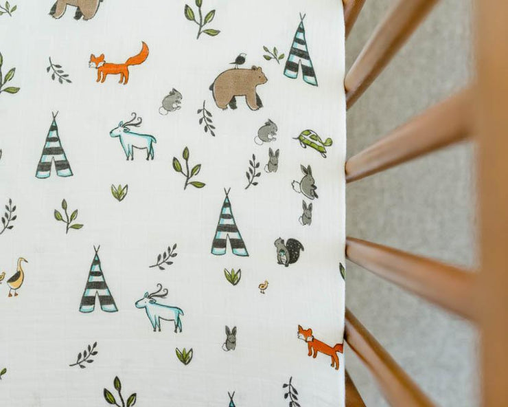 Little Unicorn Cotton Muslin Crib Sheet | Forest Friends