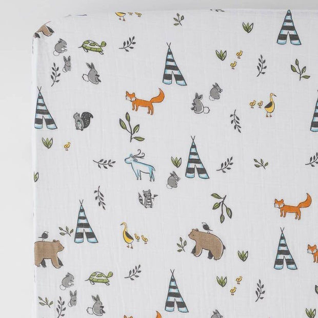 Little Unicorn Cotton Muslin Crib Sheet | Forest Friends
