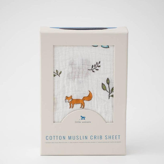 Little Unicorn Cotton Muslin Crib Sheet | Forest Friends