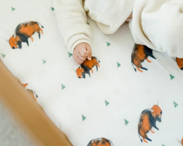 Little Unicorn Cotton Muslin Crib Sheet | Bison