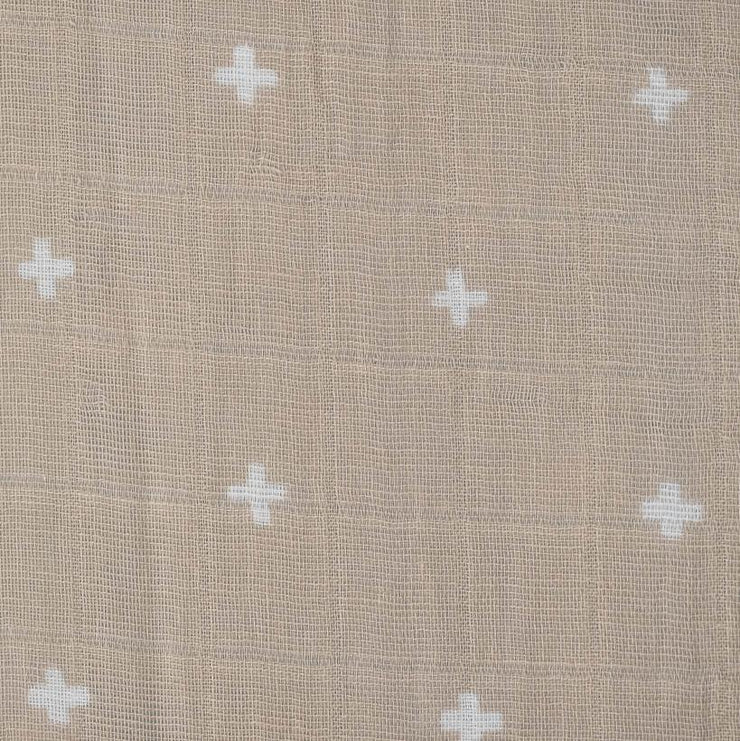 Little Unicorn Cotton Muslin Crib Sheet | Taupe Cross