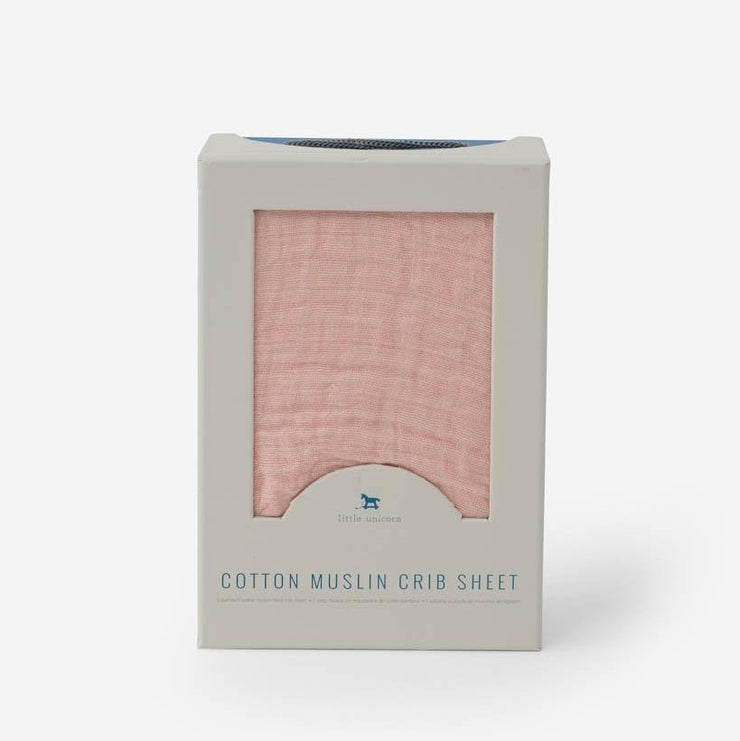 Little Unicorn Cotton Muslin Crib Sheet | Rose Petal