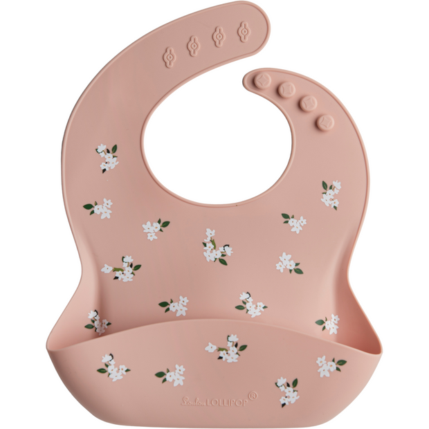 Loulou Lollipop Silicone Bib | White Flower