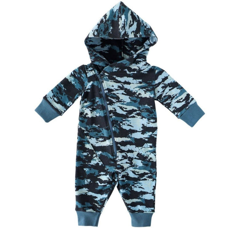 Lola & Taylor Asymmetrical Zip Romper - Modern Camo