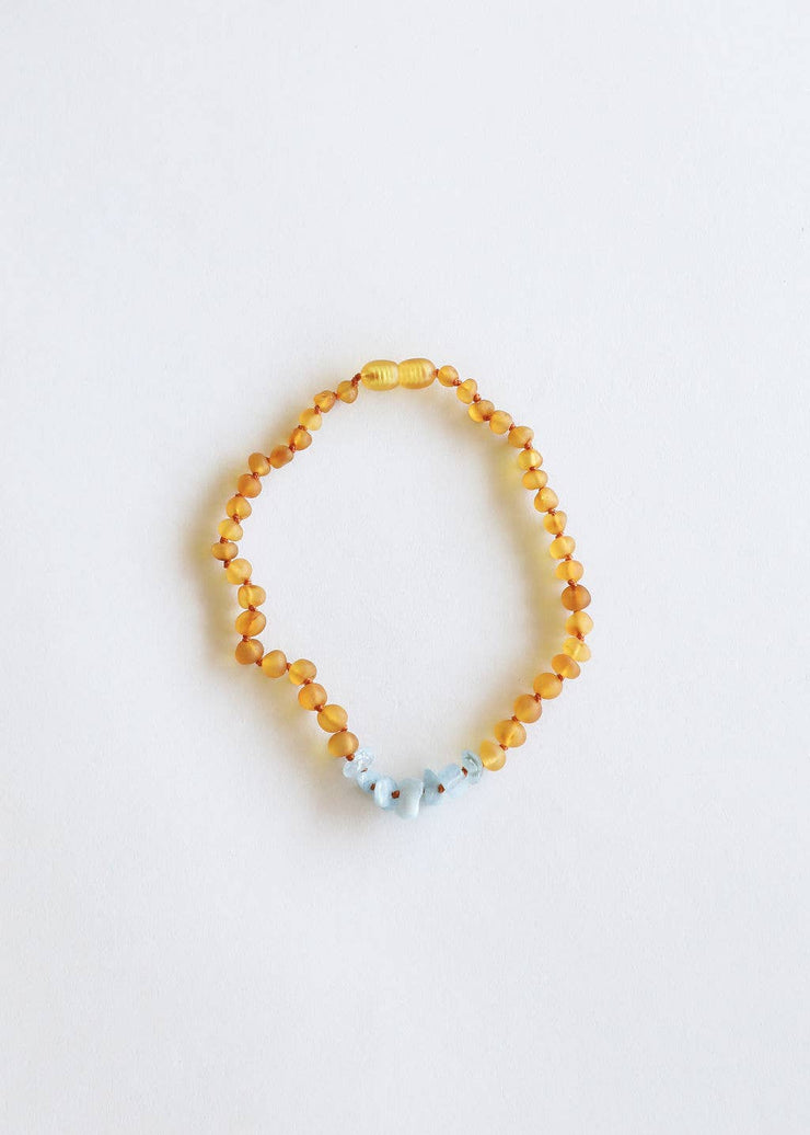 Kids: Raw Honey Amber + Amazonite || Necklace