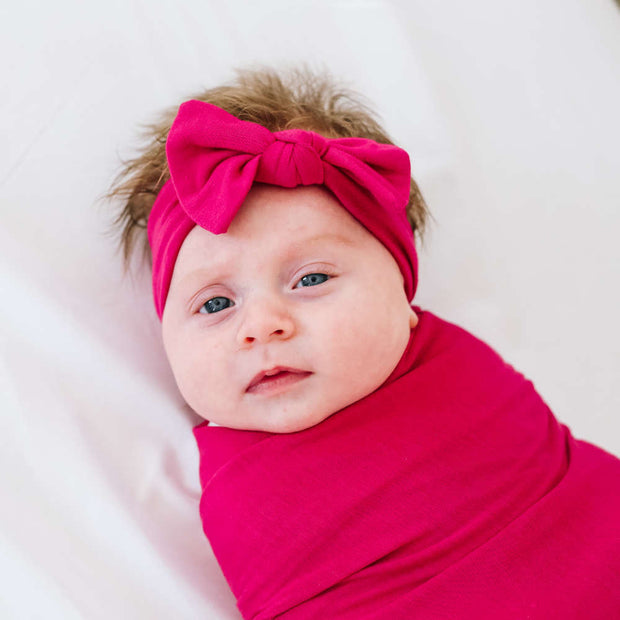 Copper Pearl Knit Headband Bow | Berry