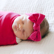 Copper Pearl Knit Headband Bow | Berry