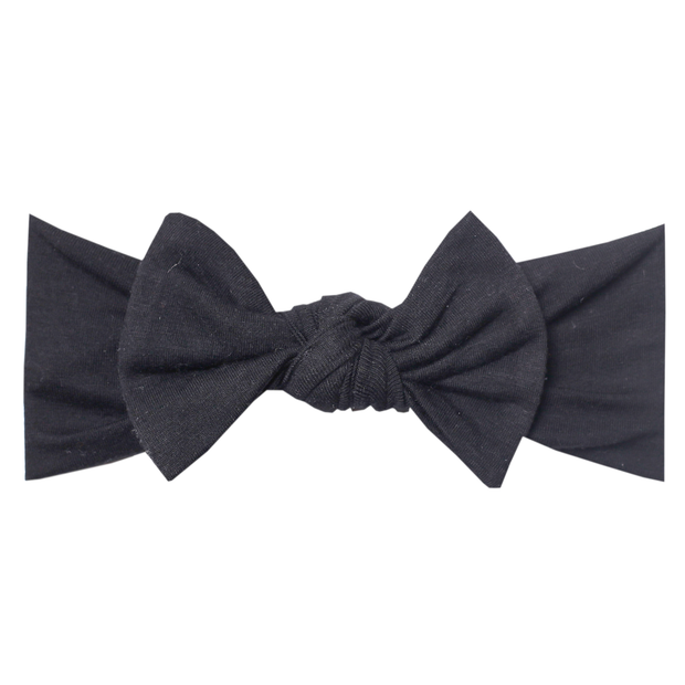 Copper Pearl Knit Headband Bow | Midnight
