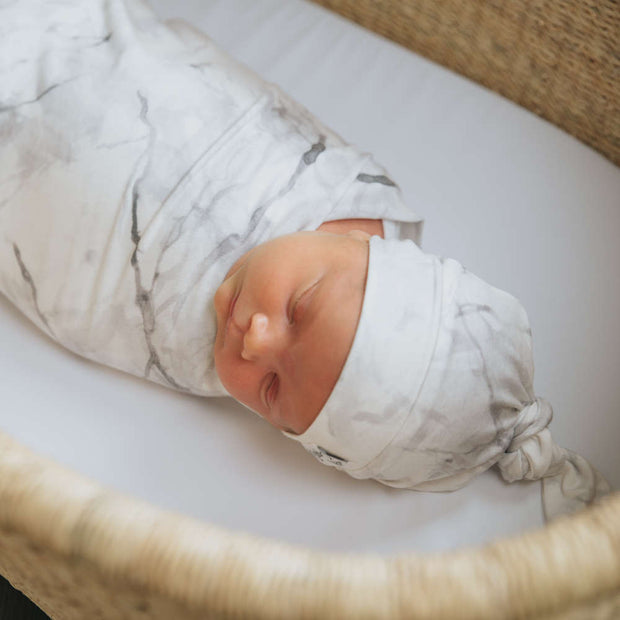 Copper Pearl Top Knot Hat | Marble