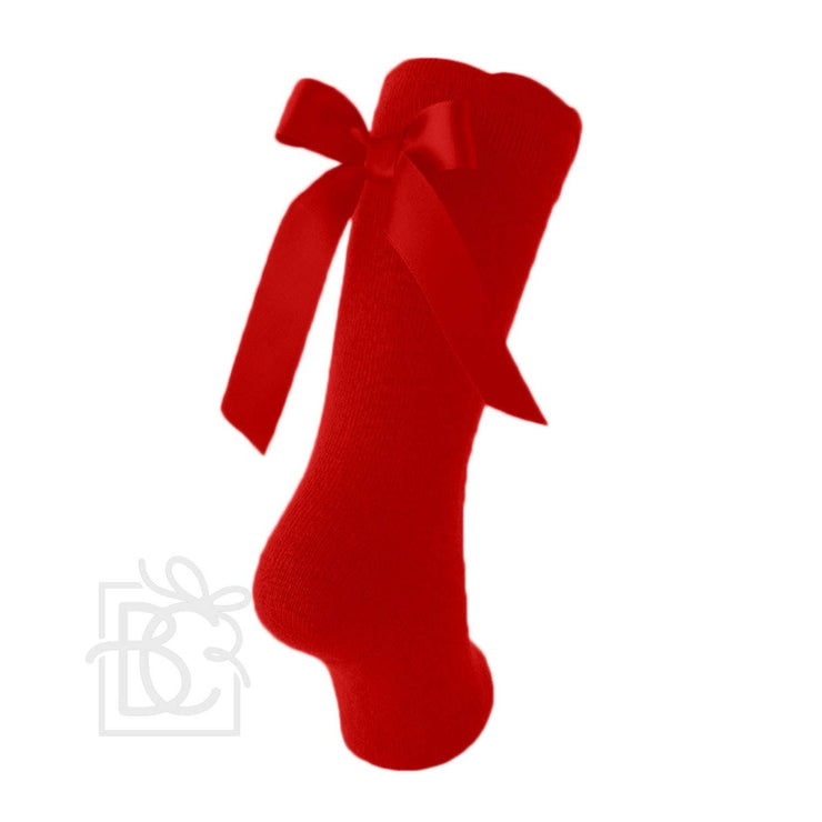 Cotton Knee Socks With Back Bow