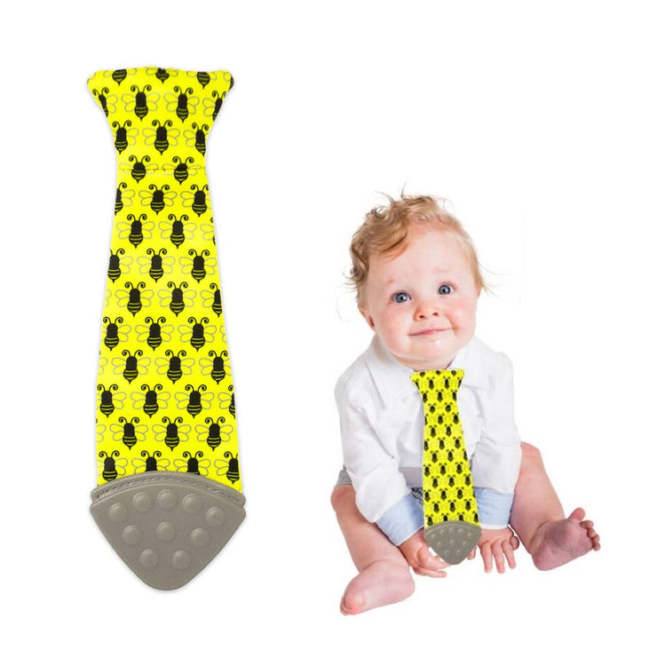 Tasty Tie Silicone Teether, Crinkle Toy & Baby Tie (Bee)