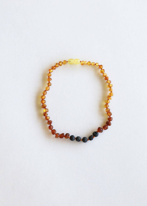 Raw Ombre Amber + Lava Stone Necklace