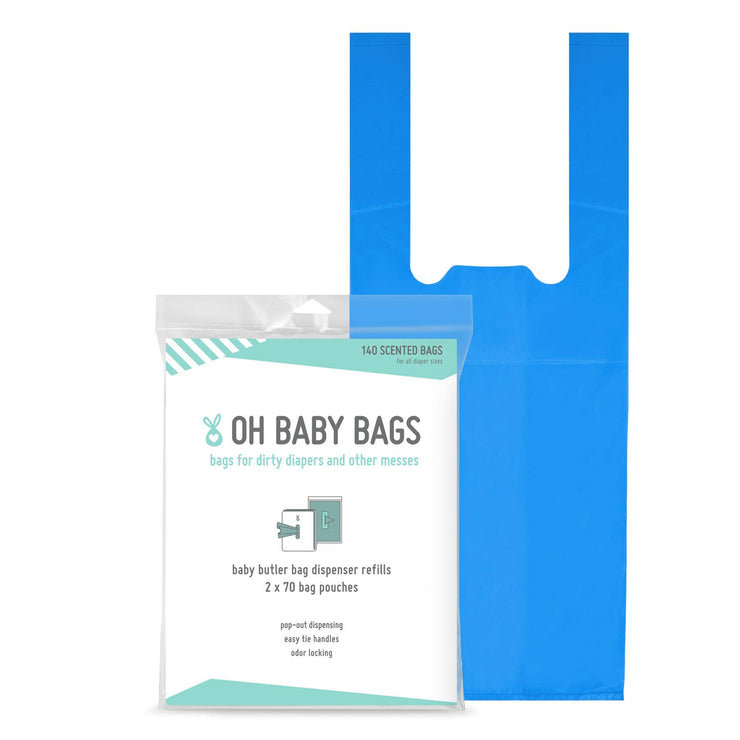 140 Blue Scented Disposable Dirty Diaper Bags Refills