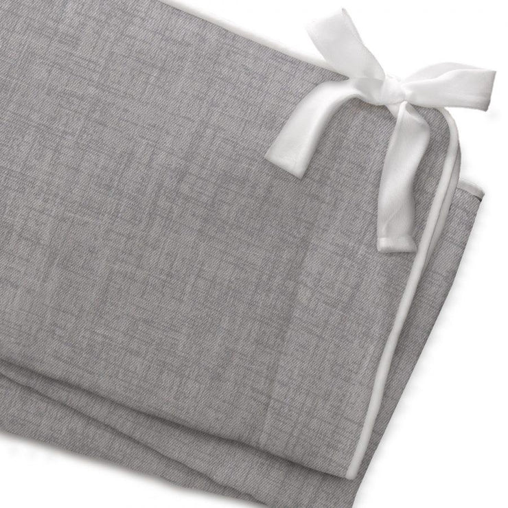 Liz & Roo Gray Crosshatch Crib Rail Cover (White Trim)