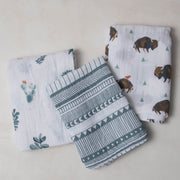 Little Unicorn Cotton Muslin Swaddle Blanket Set | Bison