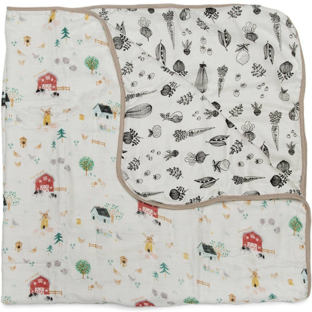 Loulou Lollipop Muslin Quilt Blanket | Farm Animals