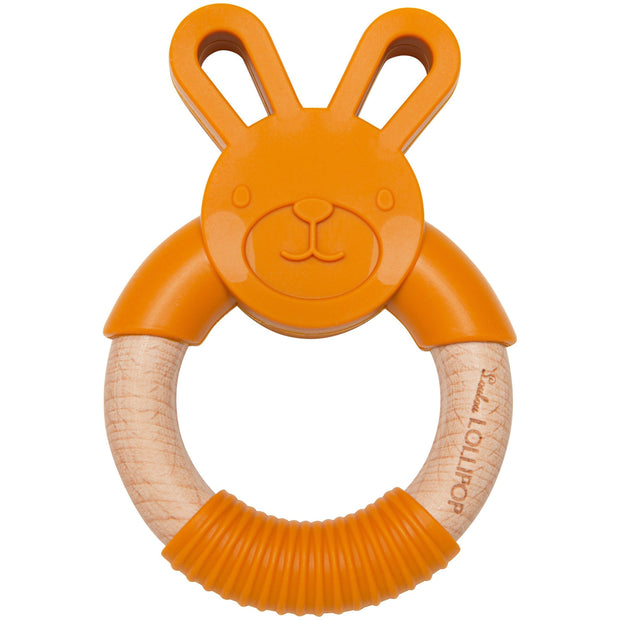 Loulou Lollipop Bunny Silicone and Wood Teething Ring | Golden